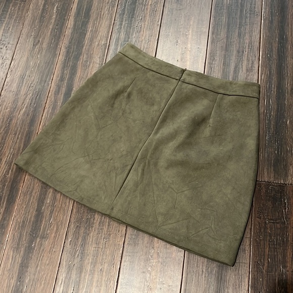 Faux Suede Olive Skirt - Picture 2 of 6